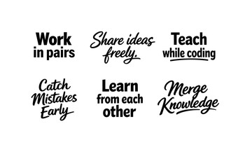 Obraz premium Collaborative messages: work, share, teach, catch, learn, merge insights