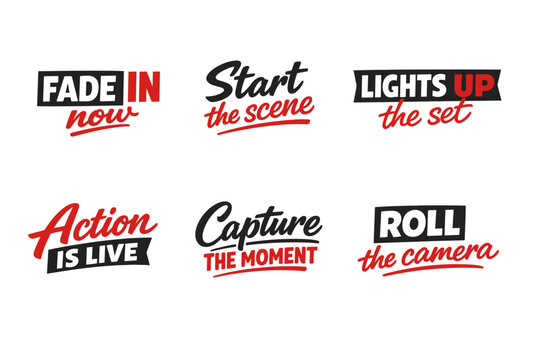 Motivational movie slogan set with bold red and black design