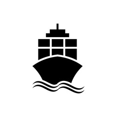 Illustration of a freighter view from the front of the vector