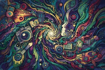 Abstract creative vision with camera and technology - Generative AI