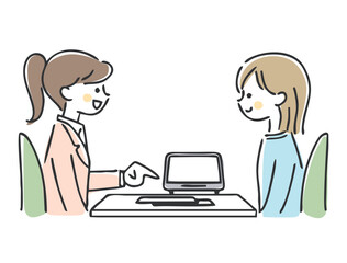 説明を受ける女性