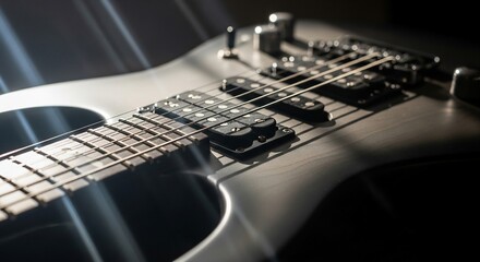 Fototapeta premium Electric Guitar Closeup with Dramatic Lighting.