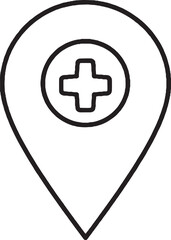 Obraz premium Pediatric Medical Location Pin Line Art Icon Black and White
