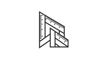 Fototapeta premium A minimalist, black and white design showing a combination of drafting tools