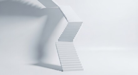 White abstract winding staircase ascending in bright minimalist space