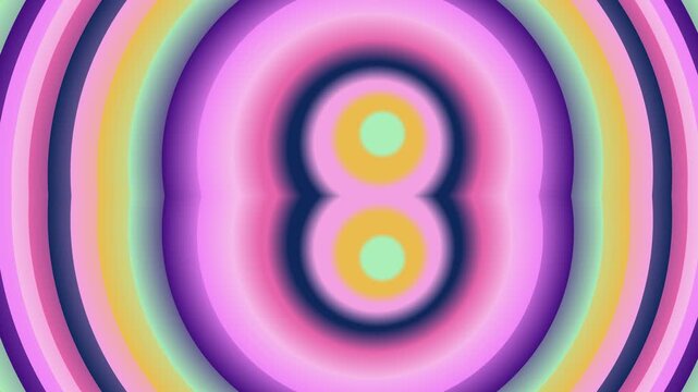 Vibrant symmetrical abstract pattern featuring concentric ovals and circles in a dynamic pastel color palette, creating a mesmerizing visual illusion and modern aesthetic