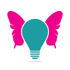 Creative Lightbulb With Butterfly Wings logo. Butterfly and bulb vector illustration.