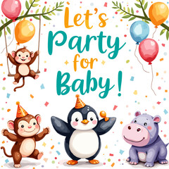 Obraz premium baby shower invitation, baby shower banner, baby shower poster, baby shower clipart, baby shower graphics, baby shower template, baby shower printable, newborn celebration, welcome baby, its a boy, it