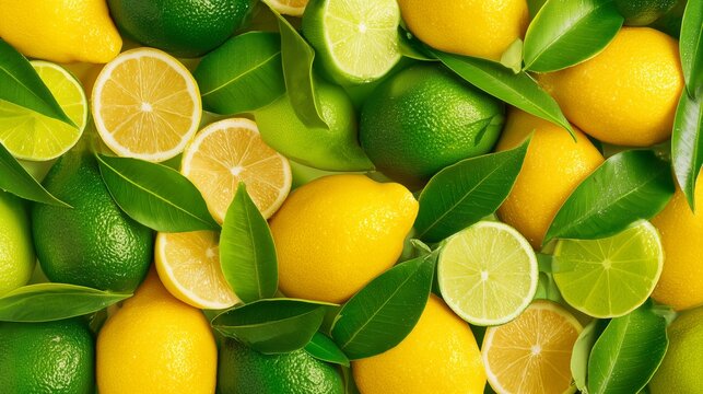 fresh lemon and lime seamless pattern background