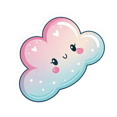 Obraz premium Cute pastel cloud with smiling face isolated on white background