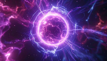 Celestial Core: A luminous sphere of radiant energy pulses within a swirling nebula of cosmic dust and vibrant hues. This visual spectacle showcases the raw power and beauty of the universe.