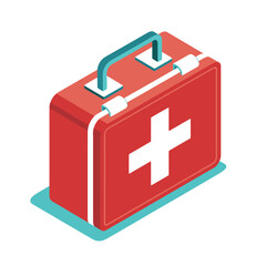Fototapeta premium Emergency First Aid Kit Icon featuring a classic medical box design with a prominent cross symbol, representing safety, healthcare, and immediate medical assistance.