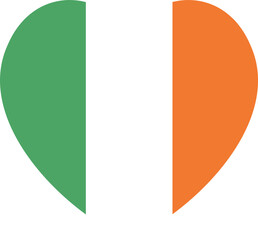 Flag of Ireland in heart shape badge. Flag heart shaped icon. Irish flag sticker, banner, button.