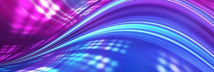 Fotobehang Restaurant Neon lights cut across a dark background creating patterns that suggest motion and energy. The lines are vibrant and draw the eye toward the center, inviting exploration.  © Laura Сrazy