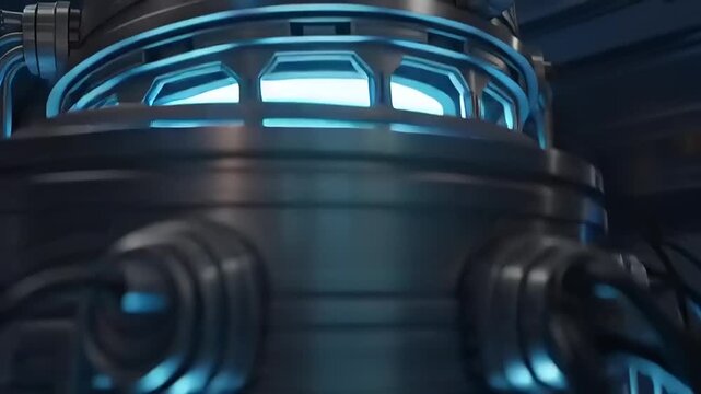 Futuristic Cryogenic Chamber with Frozen Human.