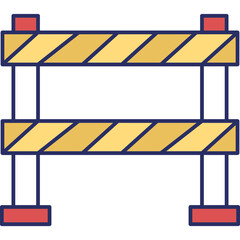 Barrier Icon &ndash; Roadblock & Security Colored Outline Symbol for Law Enforcement & Public Safety