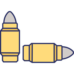Bullets Icon &ndash; Ammunition & Law Enforcement Colored Outline Symbol for Security & Justice