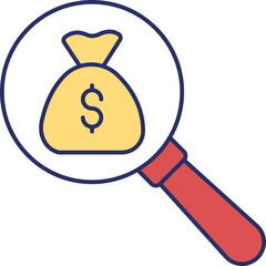 Financial Search Icon &ndash; Money & Law Investigation Colored Outline Symbol for Finance & Compliance