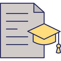Degree Icon &ndash; Academic Certificate Colored Outline Symbol for Education & Legal Qualification