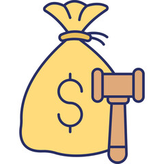 Financial Law Icon &ndash; Legal Finance Document Colored Outline Symbol for Compliance & Justice