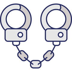 Handcuffs Icon &ndash; Law Enforcement Arrest Colored Outline Symbol for Justice & Security