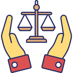 Legal Protection Icon &ndash; Shield & Law Colored Outline Symbol for Justice & Security