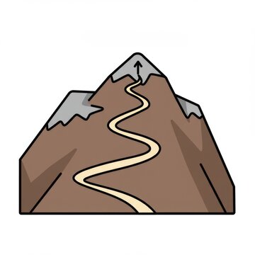 Mountain Summit Trail Pah with Zigzagging Path in Brown and White Colors