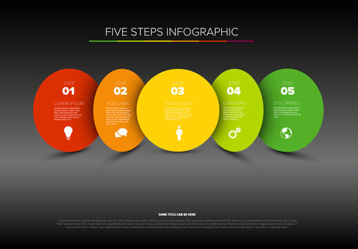 Modern Five Steps Business Infographic Template with Colorful Circles