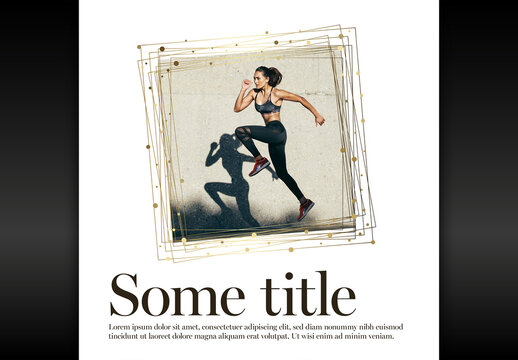 Creative Golden Frame Layout for Social Media - Status Template with Photo Placeholder