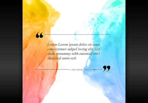 Abstract Watercolor Quote Template with Blue and Orange Splashes