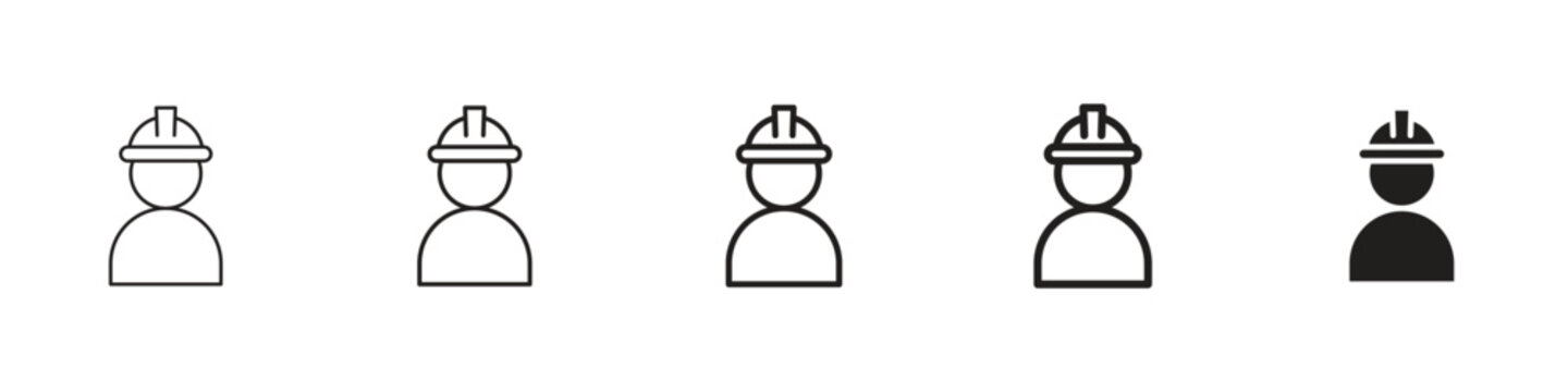 Builder icons in black outline, solid and colored style