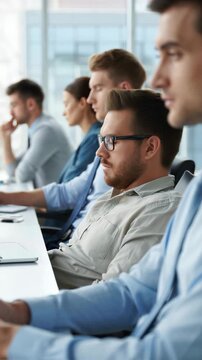 Exhausted employees sleeping at conference table, office burnout, workplace fatigue, team disengagement, stress overload, tired business professionals, corporate exhaustion in modern environment