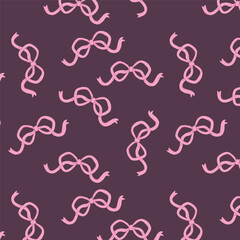 Hand drawn bow pattern swatch available in swatches panel cute seamless pink ribbon design on dark background