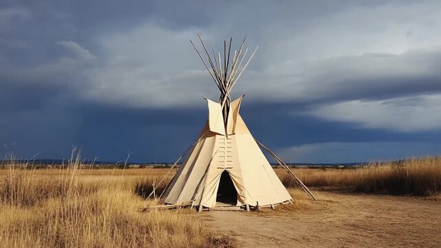 authentic native american teepee storm day video