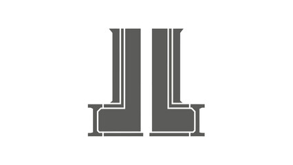 A symmetrical, geometric design with two upright bars, each with parallel white lines © AJI T