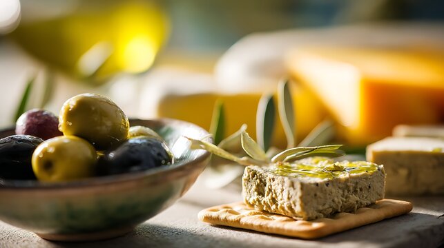 Mediterranean Snack Platter with Olives and Pate / オリーブとパテを添えた地中海風スナック盛り合わせ