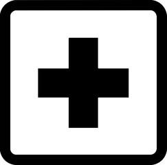 Obraz premium Black medical cross first aid symbol vector icon design