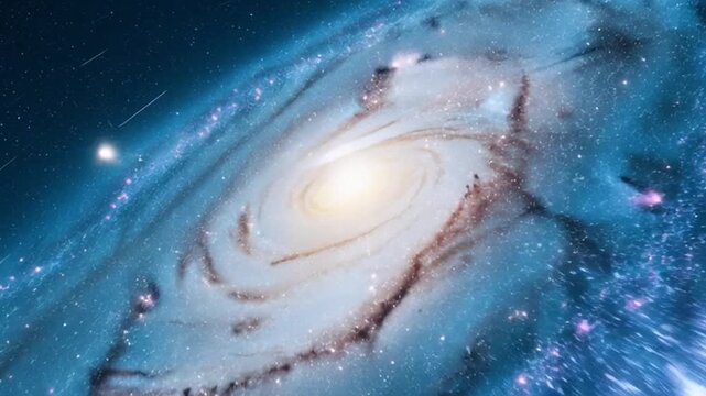 Stunning spiral galaxy with vibrant stars and celestial bodies in deep space