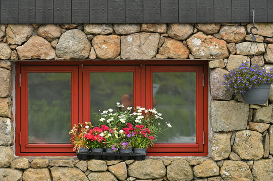 Old wooden and stones house in Scandinavia