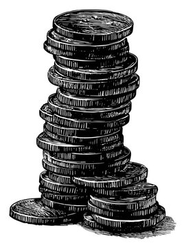 stack of coins isolated on shite background vector illustration 