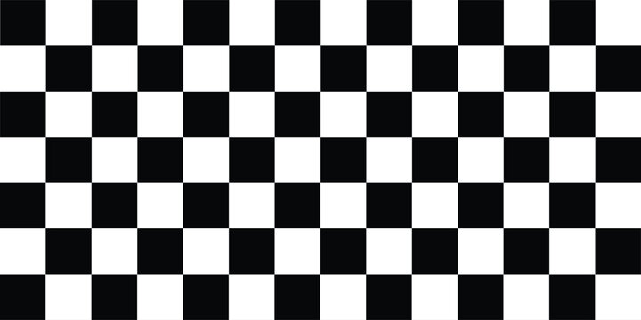 Black and white chess pattern. Checkerboard seamless vector illustration. Abstract checkered checkerboard for game. Grid geometric square shape. Race flag. Retro mosaic floor.