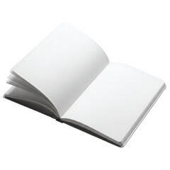 A close-up view of an open book with blank pages, ready for writing.