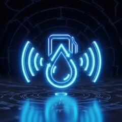 Neon Fuel Droplet Technology Icon Illustration