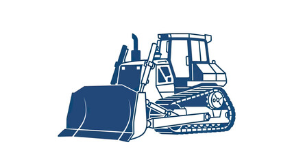Stylized, dark blue front view of a bulldozer on a white background © jons