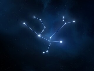 Andromeda constellation in the sky. Stars on a black background. Astrological figure, mythological image. © Nazarii