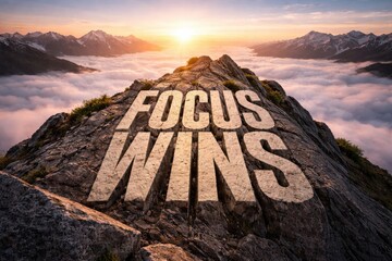 Mountain Summit Message Emphasizing Focus and Determination