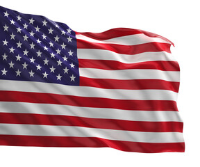 Fototapeta premium Realistic 3D render of the United States of America national flag, high quality fabric texture.