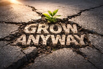 Small Plant Growing Through Cracked Ground Symbolizing Resilience