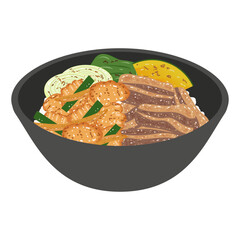 焼肉とホルモン炒め丼