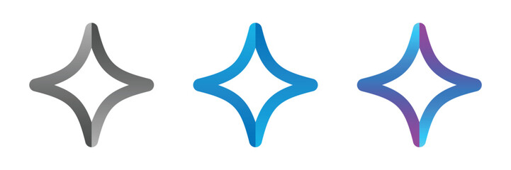 AI icon. Artificial intelligence logo with sparkling star sign for app, ui or website design element. Transparent PNG and vector